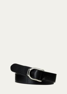 Men's Stirrup-buckle Deerskin Leather Belt