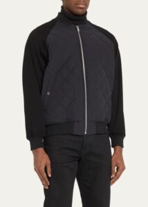 Men's Quilted-front Zip Sweater
