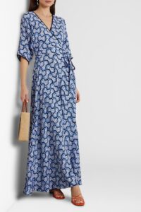 Eloise Printed Crepe Maxi Wrap Dress