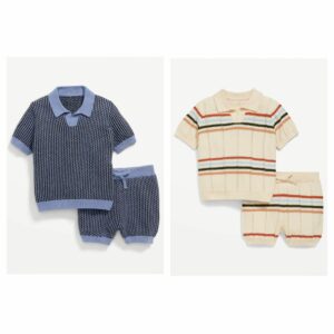 Printed Sweater-knit Polo Shirt and Shorts Set for Baby