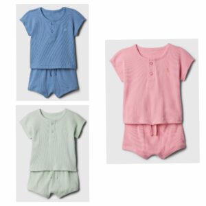 Baby Ribbed Henley Two-piece Outfit Set