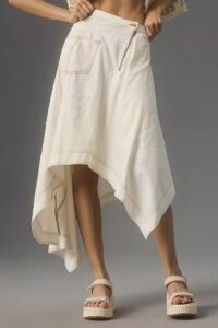 Pilcro Asymmetrical Denim Midi Skirt