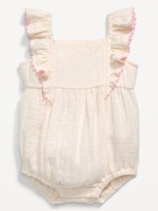 Ruffled Double-weave One-piece Romper for Baby