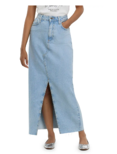 Slit Front Denim Skirt