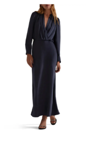 The Nita Long Sleeve Satin Maxi Dress