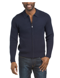 Full Zip Polo Collar Sweater Jacket