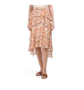 Printed Skirt with Smocked Waist