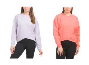 Chevron Hem Long Sleeve Drop Shoulder Pullover