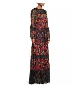 Silk Floral Lace Maxi Dress