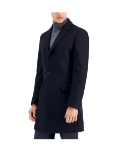 Men's Slim-fit Migor Dark Blue Overcoat