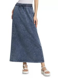 Drawstring Cotton-blend Maxi Skirt