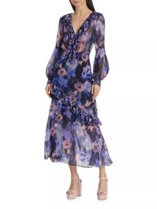 Varda Printed Ruffled Midi-dress