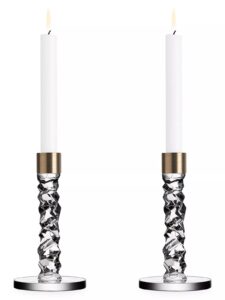 Carat 2-piece Glass & Brass Candlestick Set