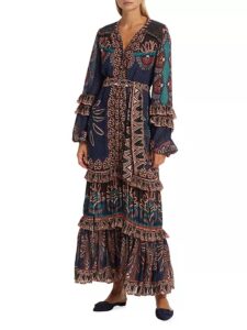 Ainika Tapestry Belted Maxi Dress
