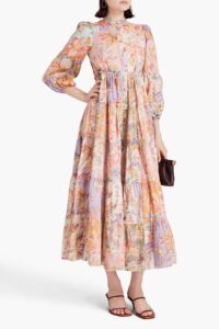 Tiered Floral-print Cotton Midi Dress