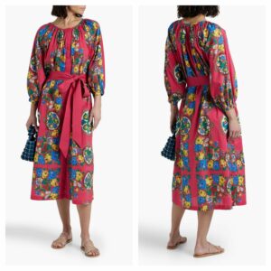 Simone Printed Cotton-poplin Midi Dress