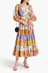 Tiered Floral-print Cotton-gauze Midi Wrap Dress