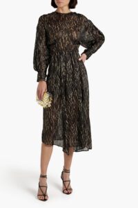 Ansen Metallic Printed Silk-blend Jacquard Midi Dress