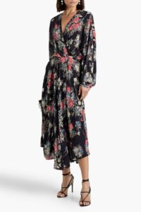 Aleyna Wrap-effect Floral-print Satin Midi Dress