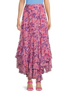 Metallic Print A-line Maxi Skirt