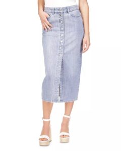Denim Button Up Ankle Skirt