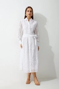 Cotton Broderie Long Sleeve Woven Maxi Dress