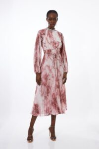 Petite Abstract Floral Embellished Woven Maxi Dress