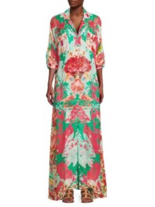 Floral Floor Length Shirt Dress