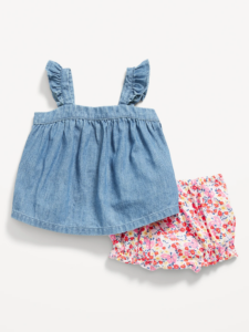 Sleeveless Ruffle-trim Top & Bloomer Shorts Set for Baby