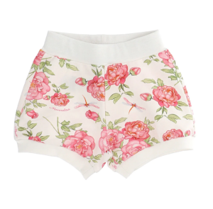 Cream Floral Rose Print Shorts 9-12m