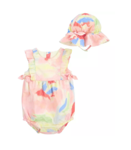 Baby Girls Cloud Dye Bubble Bodysuit and Hat Set