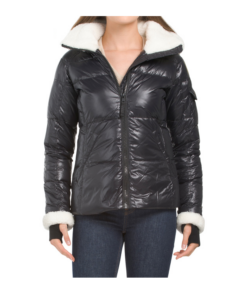 Gloss Down Jacket with Sherpa Trim Collar