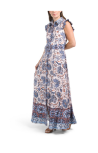 Floral Maxi Dress with Ruffle Sleeve Detail