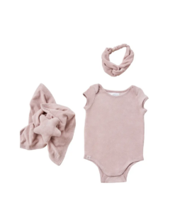 Cozyterry Bodysuit, Headband & Baby Blanket Set