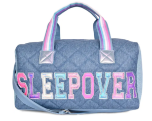 Kids Sleepover Diamond Quilted Denim Duffle Bag