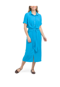 Airwash Tie Front Button Down Midi Dress