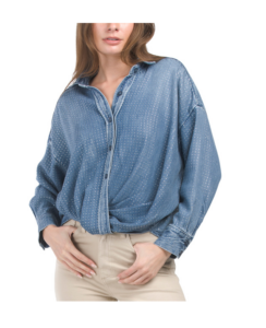 Stone Twist Front Blouse