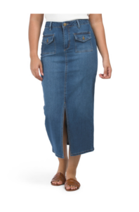 High Waisted Single Button Patch Pocket Skirt