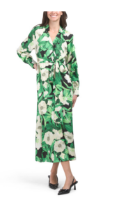 Collared Wrap Maxi Blouson Sleeve Dress