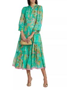 Azra Belted Floral Midi-dress
