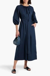 Canto Gathered Cotton-blend Poplin Midi Dress