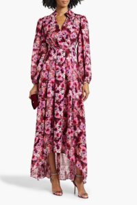Wrap-effect Floral-print Fil Coupé Chiffon Maxi Dress