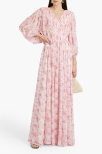 Wrap-effect Floral-print Chiffon Maxi Dress