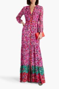 Ginny Ruffled Floral-print Silk-crepe and Chiffon Maxi Dress