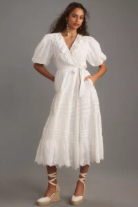 Love the Label Short-sleeve Ruffled Tiered Wrap Maxi Dress