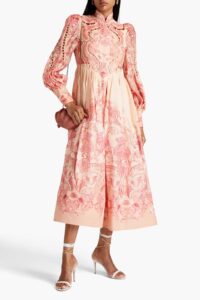Floral-print Linen and Silk-blend Gauze Midi Dress