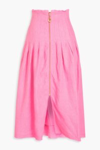 Charme Pleated Linen Midi Skirt
