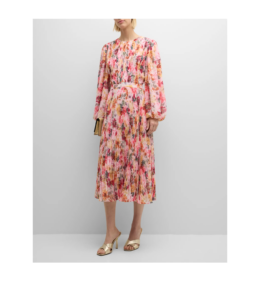 The Cecilia Pleated Floral-print Midi Dress