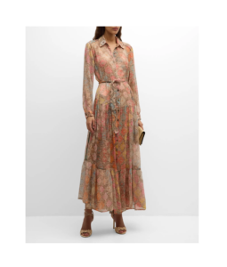 Odette Tiered Abstract-print Maxi Shirtdress