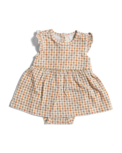 Infant Girls Gingham Print Bodysuit Dress